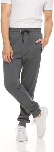 Men's Slim-Fit Sweatpants with Zip Pockets Casual Straight Leg Workout Drawstring Elastic Waist Fitness Pants Outwear in Saudi Arabia
