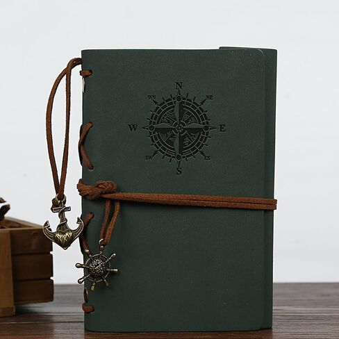 Vintage Matte Finish Plain Ruling Type Diary Journal Spiral Ring Binder Retro Book Pirate Notepad Notebooks (Red) in Saudi Arabia