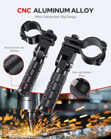Benlari M8 Motorcycle Pegs CNC Foldable Footpegs Non-slip Footrest 1-1/4in 32mm Fit for Mini Bike Dirt Pit Bike Electric Car Motorbike Suzuki Kawasaki Honda Yamaha Aprilia Black in Saudi Arabia