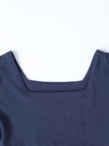 Girls' Cotton Tiered Dress Square Neck Short Sleeve Navy Blue Casual Sundress for Toddler & Little Girls 2-8Y in Saudi Arabia