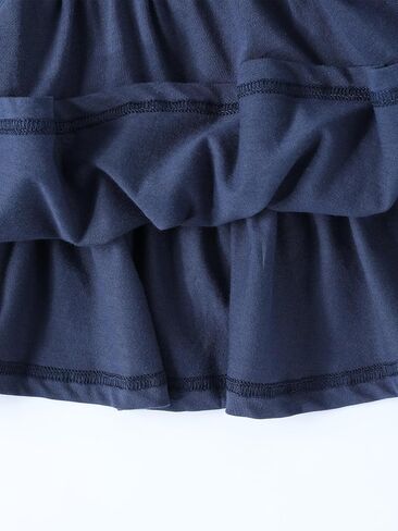Girls' Cotton Tiered Dress Square Neck Short Sleeve Navy Blue Casual Sundress for Toddler & Little Girls 2-8Y in Saudi Arabia