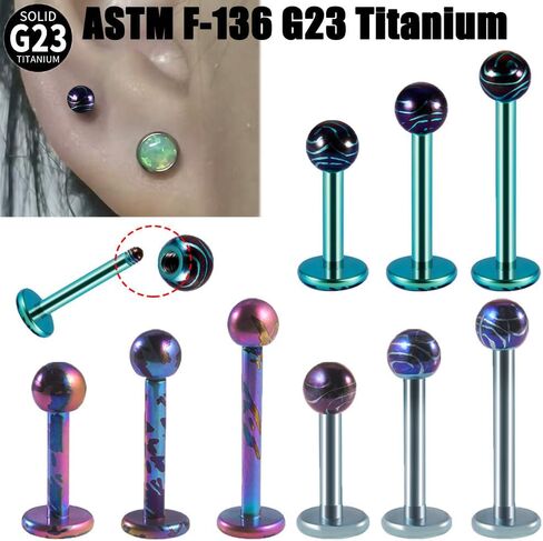 3Pcs 16G G23 Titanium Labret Monroe Lip Rings Colorful Small Ball Conch Helix Tragus Cartilage Flat Back Earrings Studs Hypoallergenic Body Piercing Jewelry 6/8/10mm in Saudi Arabia