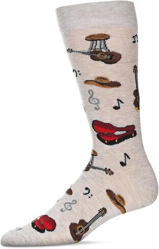 MeMoi Men's Guitars Rayon Crew Socks in Saudi Arabia
