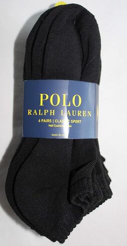 جوارب رياضية كلاسيكية للرجال من Polo Ralph Lauren مكونة من 6 أزواج (أسود) مكونة من 6 جوارب للرجال in Saudi Arabia