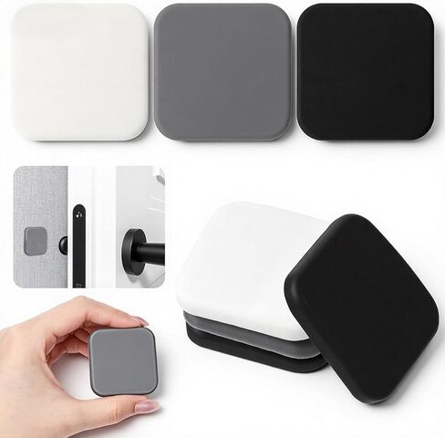 6 Pcs Door Stopper Wall Protector, Silicone Door Knob Wall Protector Self-Adhesive Doors Handle Stopper for Home, Office White, Gray, Black in Saudi Arabia