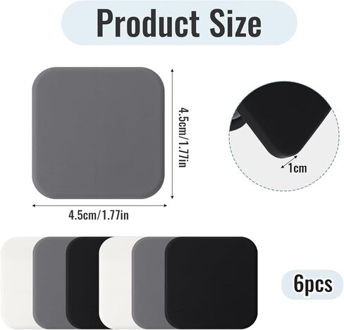 6 Pcs Door Stopper Wall Protector, Silicone Door Knob Wall Protector Self-Adhesive Doors Handle Stopper for Home, Office White, Gray, Black in Saudi Arabia