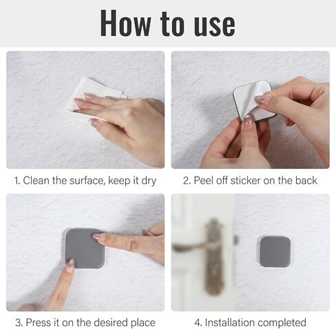 6 Pcs Door Stopper Wall Protector, Silicone Door Knob Wall Protector Self-Adhesive Doors Handle Stopper for Home, Office White, Gray, Black in Saudi Arabia