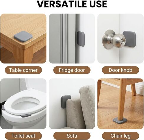 6 Pcs Door Stopper Wall Protector, Silicone Door Knob Wall Protector Self-Adhesive Doors Handle Stopper for Home, Office White, Gray, Black in Saudi Arabia