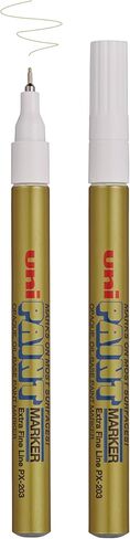 أقلام تلوين زيتية Uni-Ball Uni Paint PX-203، خط رفيع للغاية (0.8 مم)، ذهبي، عدد 2 in Saudi Arabia