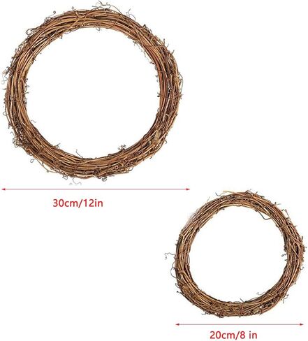 2 Pack Natural Grapevine Wreath Set Hand-Woven Vine Branch Rustic Wreaths for Front Door Eucalyptus Wreath Outdoor DIY Craft Christmas Wall Hanging Indoor Porch Window Farmhouse Green Decor in Saudi Arabia