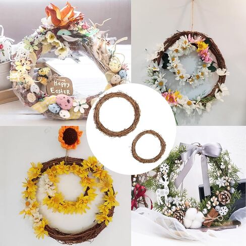 2 Pack Natural Grapevine Wreath Set Hand-Woven Vine Branch Rustic Wreaths for Front Door Eucalyptus Wreath Outdoor DIY Craft Christmas Wall Hanging Indoor Porch Window Farmhouse Green Decor in Saudi Arabia
