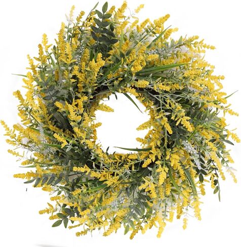 26'' Large Lavender & Eucalyptus Wreath for Front Door - Artificial Eucalyptus Leaves Greenery Outdoor Wreath for Wedding Farmhouse Porch Wall Room Home Decor (White) in Saudi Arabia
