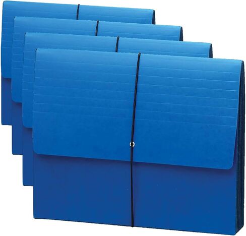 Smead Expanding Wallet, 5-1/4" Expansion, Flap and Cord Closure, Extra Wide Letter Size, Navy, 10 per Box (71122) in Saudi Arabia