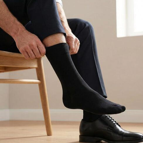 Bamboo Dress Socks for Men, Classic Black Crew Socks, Soft Breathable Business Socks, 4-Pack Gift Box in Saudi Arabia