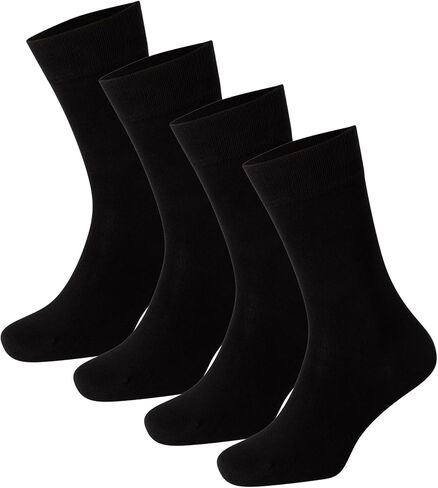 Bamboo Dress Socks for Men, Classic Black Crew Socks, Soft Breathable Business Socks, 4-Pack Gift Box in Saudi Arabia