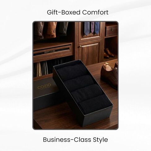 Bamboo Dress Socks for Men, Classic Black Crew Socks, Soft Breathable Business Socks, 4-Pack Gift Box in Saudi Arabia