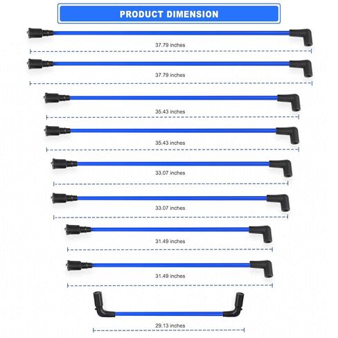 Spark Plug Wires Set Compatible with Chevy Suburban C1500/K1500 Express1500/2500/3500 Tahoe ;GMC Yukon C1500/K1500 Savana G1500/G2500/G3500; Escalade V8 5.0L 5.7L 1996-2002 9718Q in Kuwait