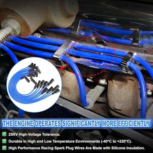 Spark Plug Wires Set Compatible with Chevy Suburban C1500/K1500 Express1500/2500/3500 Tahoe ;GMC Yukon C1500/K1500 Savana G1500/G2500/G3500; Escalade V8 5.0L 5.7L 1996-2002 9718Q in Kuwait