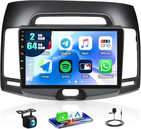 [2G+32G]Android 13 Car Stereo for Hyundai Elantra 2007-2010 with Wireless Apple Carplay Android Auto,9'' HD Touchscreen Car Radio with Mirror link WiFi GPS Navigation Bluetooth FM/RDS SWC+Rear Camera in Kuwait