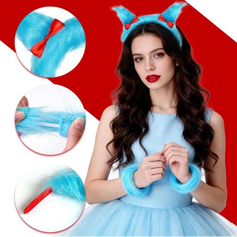 baotongle 8pcs Tulle Tutu Costume Set Include Tulle Tutu Skirt Headband Striped Leg Warmmer Arm Warmer Gloves Fur Wrist Cuff or Party Cosplay Halloween in Kuwait