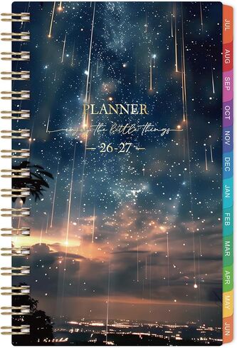 Pocket Calendar 2026-2027 - Pocket Planner 2026-2027, Jul. 2026 - Jun. 2027, 4.1'' × 6.8'', Weekly & Monthly Pocket Planner for Purse, Pocket Planner with 12 Colourful Monthly Tabs, Strong Twin-wire Binding, Galaxy Cover in Saudi Arabia