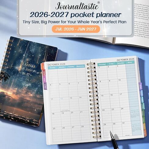 Pocket Calendar 2026-2027 - Pocket Planner 2026-2027, Jul. 2026 - Jun. 2027, 4.1'' × 6.8'', Weekly & Monthly Pocket Planner for Purse, Pocket Planner with 12 Colourful Monthly Tabs, Strong Twin-wire Binding, Galaxy Cover in Saudi Arabia