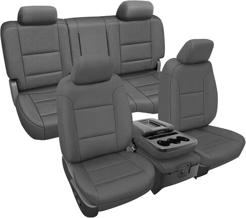 Front & Rear Seat Covers Compatible with 2014-2018 Chevy Silverado/GMC Sierra 1500 Full Set, Rear 40/60 Seats, Neoprene Durability Truck Seat Cover, Charcoal in Saudi Arabia