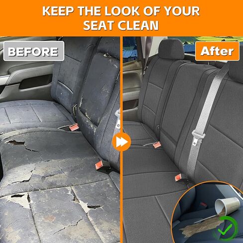 Front & Rear Seat Covers Compatible with 2014-2018 Chevy Silverado/GMC Sierra 1500 Full Set, Rear 40/60 Seats, Neoprene Durability Truck Seat Cover, Charcoal in Saudi Arabia