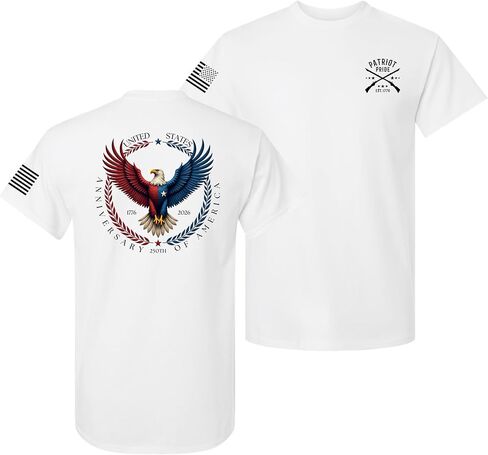 Patriot Pride Men’s Graphic T-Shirt – 250th Anniversary of America, Eagle & Laurel Crest Design in Saudi Arabia