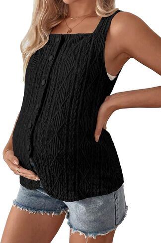 BLENCOT Women's Vest Top Slim Fitted Button Down Knit Vests Stretchy Textured Jacquard Going Out Tops in Saudi Arabia
