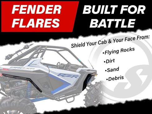SuperATV Extended Fender Flares Mud Guards for 2020+ Polaris RZR PRO XP/XP 4 | Extreme Durability | Protect Against Rocks, Dirt, Sand, & Mud | Gives 3" Extra Coverage for Extra Protection in Saudi Arabia
