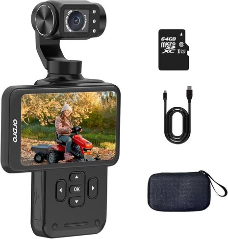 ORDRO Handheld 3-Axis Gimbal Stabilizer with 5k Camera, 4K WiFi Camcorder, 180° Rotating Lens 3.5'' Flip Screen 120° Wide Angle, IR Night Vision Function, Face Tracking for Youtube Vlogs with 64G Card in Kuwait