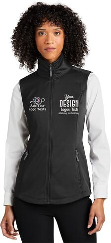 INK STITCH Women L906 Custom Personalized Embroidery Logo Texts Collective Smooth Fleece Vests in Kuwait