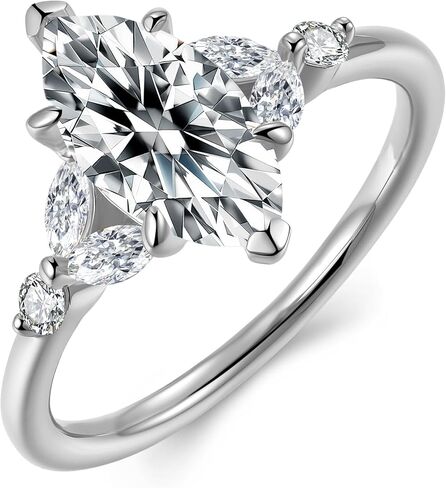 Moissanite Engagement Ring for Women Marquise Cut 5*10mm 14K Gold Vermeil 925 Sterling Silver Wedding Promise Ring April Birthstone Valentine's Day Mother's Day Anniversary Christmas Gift for Her Size 7 in Saudi Arabia