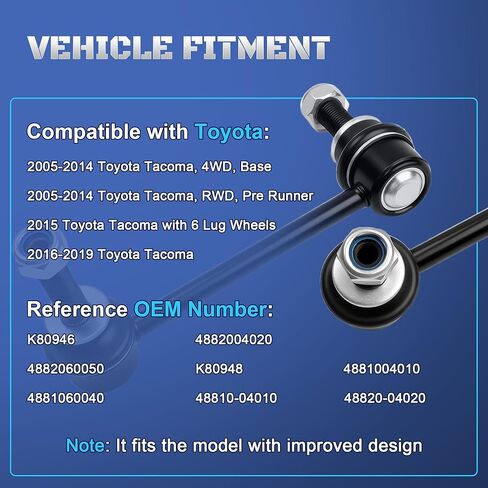 K80946 K80948 Front Sway Bar Stabilizer End Links Compatible with Toyota Tacoma 2005 2006 2007 2008 2009 2010 2011 2012 2013 2014 2015 2016 2017 2018 2019, Set of 2 in Saudi Arabia