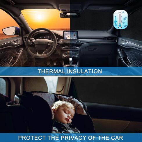 غطاء مظلة للزجاج الأمامي والمحرك متوافق مع 2019-2026 Benz Sprinter، للحماية من الأشعة فوق البنفسجية ودرع الخصوصية، رمادي مع فتحات مرآة in Kuwait