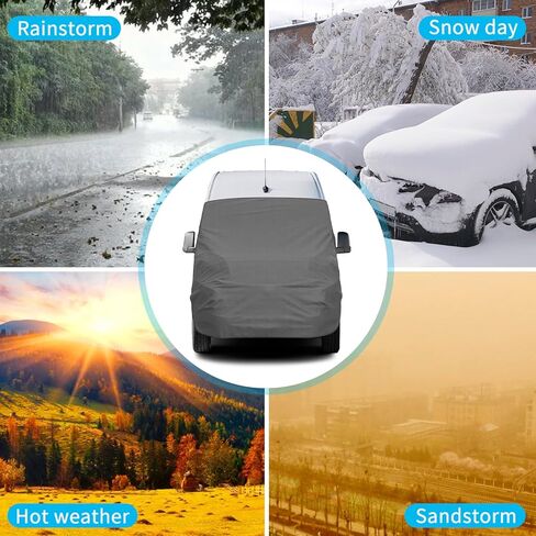 غطاء مظلة للزجاج الأمامي والمحرك متوافق مع 2019-2026 Benz Sprinter، للحماية من الأشعة فوق البنفسجية ودرع الخصوصية، رمادي مع فتحات مرآة in Kuwait