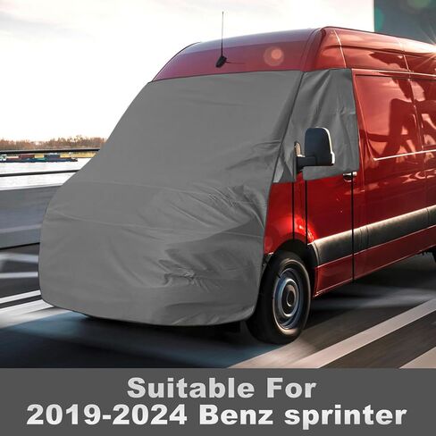 غطاء مظلة للزجاج الأمامي والمحرك متوافق مع 2019-2026 Benz Sprinter، للحماية من الأشعة فوق البنفسجية ودرع الخصوصية، رمادي مع فتحات مرآة in Kuwait