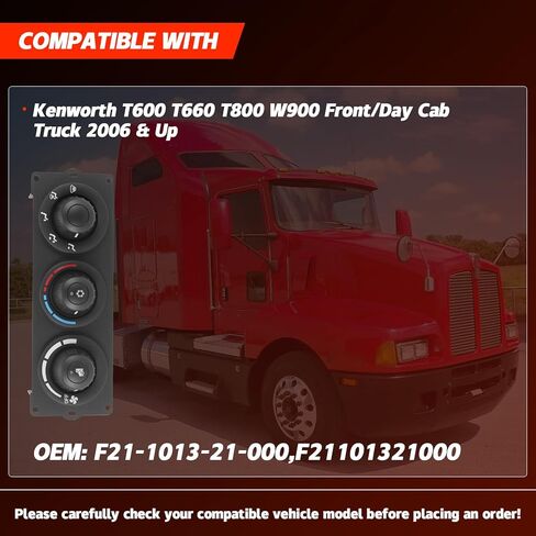 وحدة التحكم في المناخ لسخان HVAC متوافقة مع لوحة التحكم Kenworth Truck 2006-2023 A/C F21-1013-21-000 (للكابينة الأمامية فقط وليس للنائم) in Kuwait