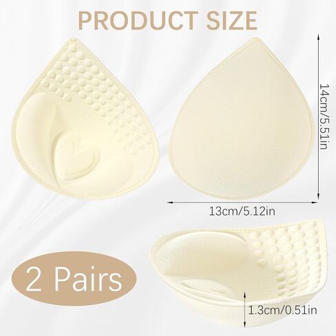 2 Pairs Bra Pads Inserts, Removable Edge-Sewn Bra Insert Pads, Breathable Silhouette Teardrop-Shaped Bras Inserts Push up for Sports Bras Dresses Swimsuits Bikini in Saudi Arabia