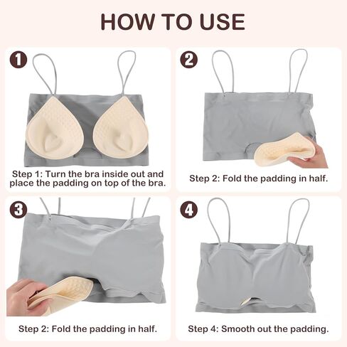 2 Pairs Bra Pads Inserts, Removable Edge-Sewn Bra Insert Pads, Breathable Silhouette Teardrop-Shaped Bras Inserts Push up for Sports Bras Dresses Swimsuits Bikini in Saudi Arabia