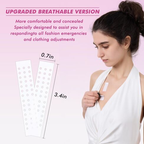 Double Sided Tape for Clothes 100 Pcs,Upgraded breathable double-sided fashion tape,suitable for transparent fabric tape of clothing,skirts,and dresses,skin friendly,gentle,and long-lasting body tape in Saudi Arabia