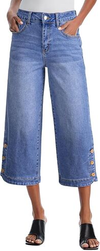 SHEWIN Women Stretch Wide Leg Jeans Ankle Capri Comfort Jean 2026 in Saudi Arabia