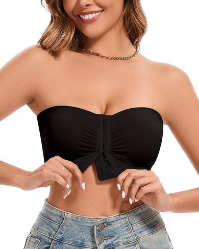 Strapless Bra for Women Front Closure Non-Slip Wireless Bandeau Bra Padded Bandeau Tube Top 2026 in Saudi Arabia