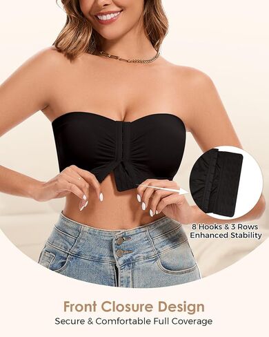 Strapless Bra for Women Front Closure Non-Slip Wireless Bandeau Bra Padded Bandeau Tube Top 2026 in Saudi Arabia