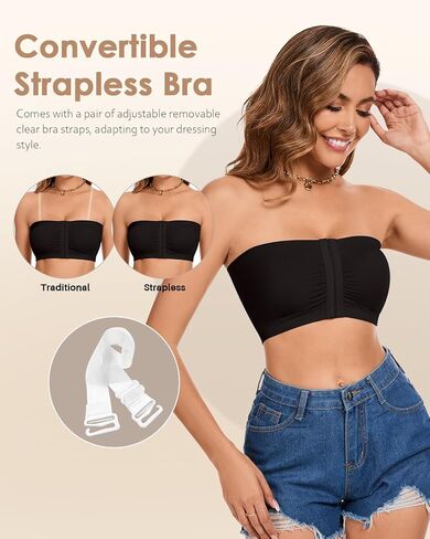 Strapless Bra for Women Front Closure Non-Slip Wireless Bandeau Bra Padded Bandeau Tube Top 2026 in Saudi Arabia