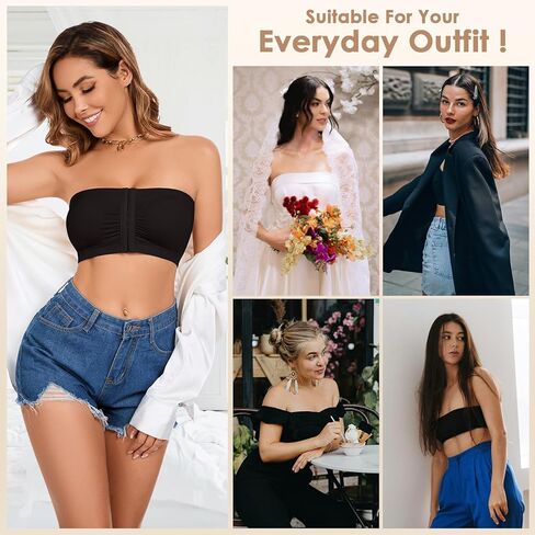Strapless Bra for Women Front Closure Non-Slip Wireless Bandeau Bra Padded Bandeau Tube Top 2026 in Saudi Arabia