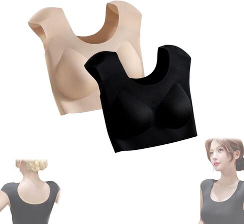 ملابس داخلية نسائية 2 في 1 من DYJAGYO بدون خياطة مع وسادة كتف مدمجة - حمالة صدر لاسلكية مريحة ومرنة للغاية للأزياء in Kuwait