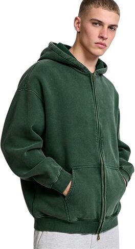 سترة بغطاء للرأس كبيرة الحجم للرجال بغطاء للرأس للنساء بغطاء للرأس بغطاء للرأس من الصوف الثقيل بسحاب كامل in Kuwait