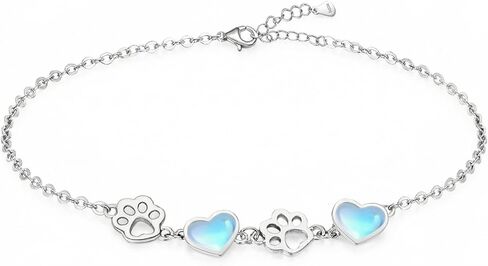 Paw Print Bracelet 925 Sterling Silver Puppy Dog Cat Paw Prints Bracelets Jewelry Gifts for Women Pet Lover in Saudi Arabia